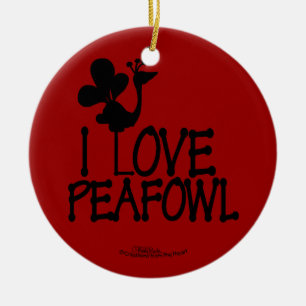 I LIEBE PFAU SILHOUETTE KERAMIK ORNAMENT