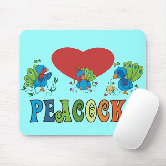 I Liebe-Pfaus Mousepad (Mit Mouse)