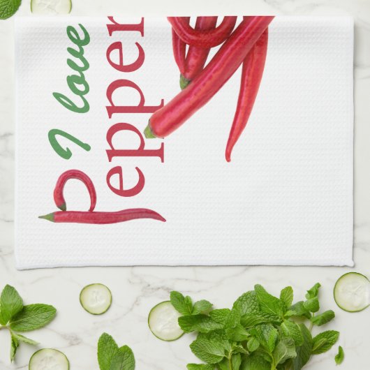 I Liebe Pfeffer Geschirrtuch (Gefaltet)