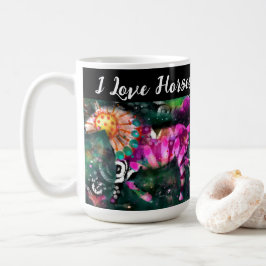 I Liebe Pferde Abstrakte whimsical Horse Malerei Kaffeetasse