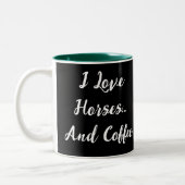 I Liebe Pferde Abstrakte whimsical Horse Malerei Zweifarbige Tasse (Links)