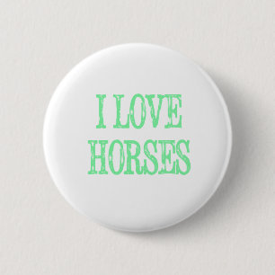I Liebe Pferde blass grün Button