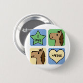 I Liebe Pferde Button (Vorne & Hinten)