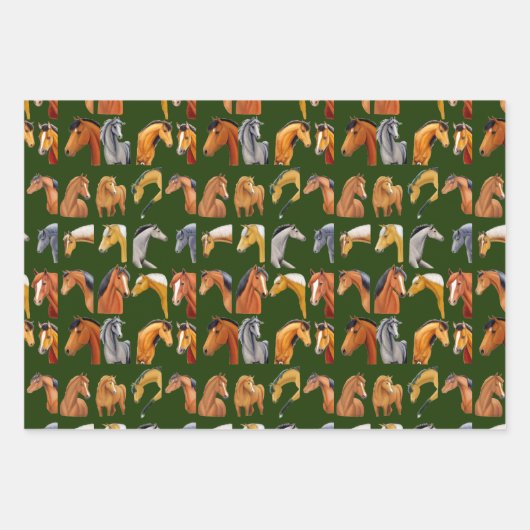 I Liebe Pferde Geschenkpapier Set (Vorderseite)