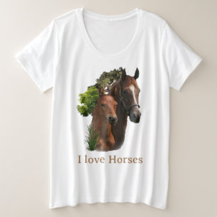 I Liebe Pferde Große Größe T-Shirt