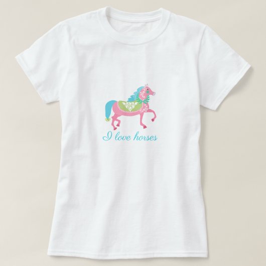 I Liebe Pferde Illustration T - Shirt Sammlung (Design vorne)