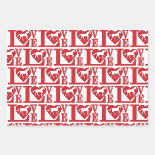 I Liebe Pferde, Pferde Liebe Geschenkpapier Set (Vorderseite 3)
