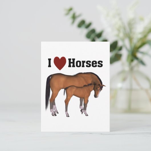 I Liebe Pferde Postkarte (Stehend Vorderseite)