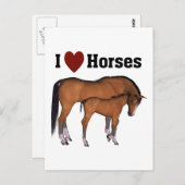 I Liebe Pferde Postkarte (Vorne/Hinten)