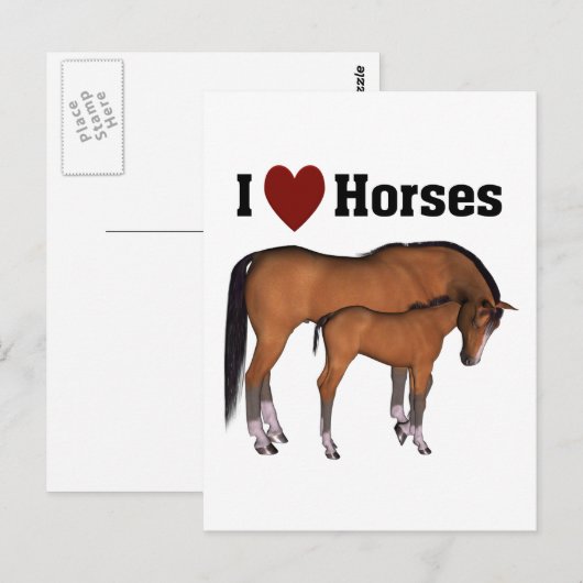 I Liebe Pferde Postkarte (Vorne/Hinten)