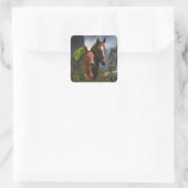 I Liebe Pferde Quadratischer Aufkleber (Tasche)