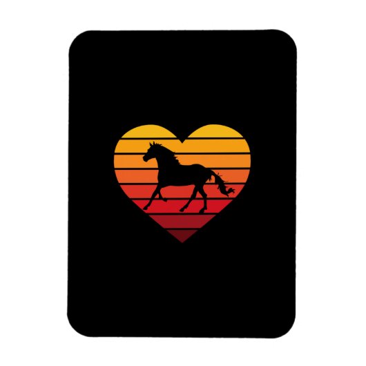 I Liebe Pferde Retro Herz Magnet (Vertikal)