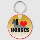 I Liebe Pferde & Rotes Herz, Gartenbau / Golden Schlüsselanhänger (Vorderseite)