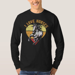 I Liebe Pferde Sonnenuntergang Reiten T-Shirt