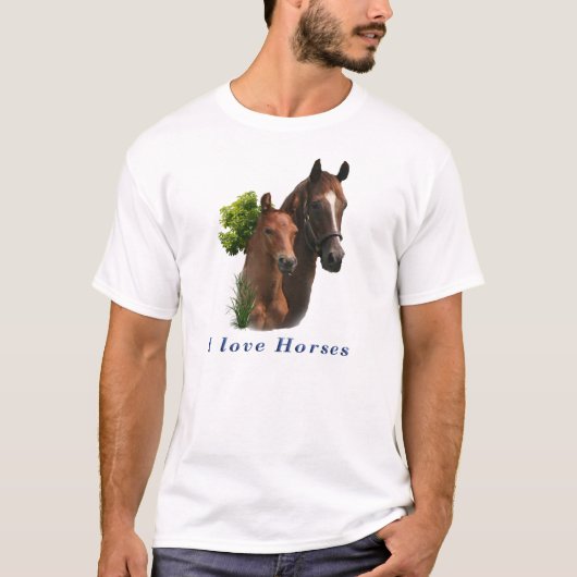I Liebe Pferde T-Shirt (Vorderseite)