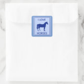 I Liebe Pferdekleber Quadratischer Aufkleber (Tasche)