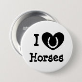 I Liebe-Pferdeschwarzweiss-Knopf Button (Vorne & Hinten)