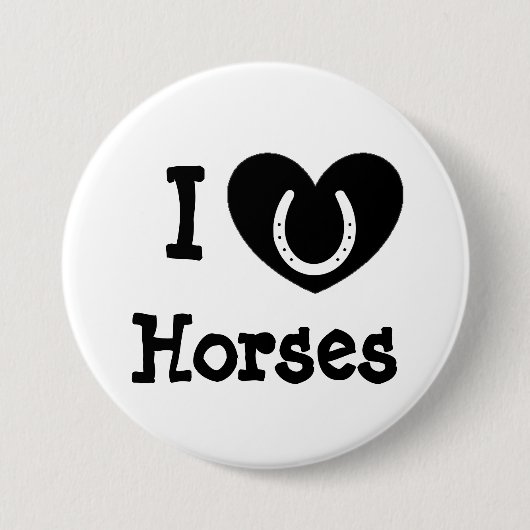 I Liebe-Pferdeschwarzweiss-Knopf Button (Vorderseite)