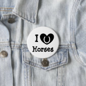 I Liebe-Pferdeschwarzweiss-Knopf Button (Beispiel)
