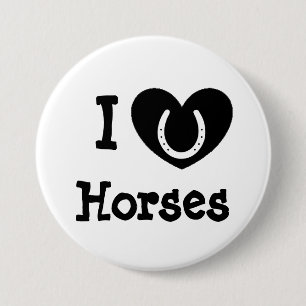 I Liebe-Pferdeschwarzweiss-Knopf Button