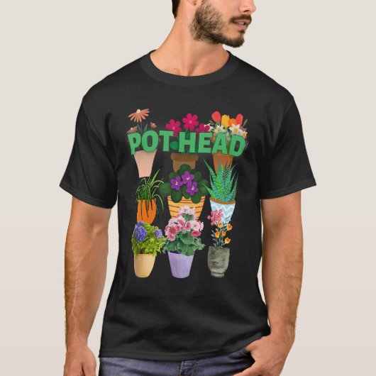 I Liebe Pflanze POT-KOPF T-Shirt (Vorderseite)