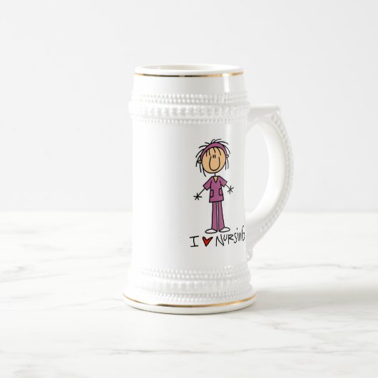 I Liebe Pflege von T - Shirt und Geschenken Bierglas (VorderseiteRechts)