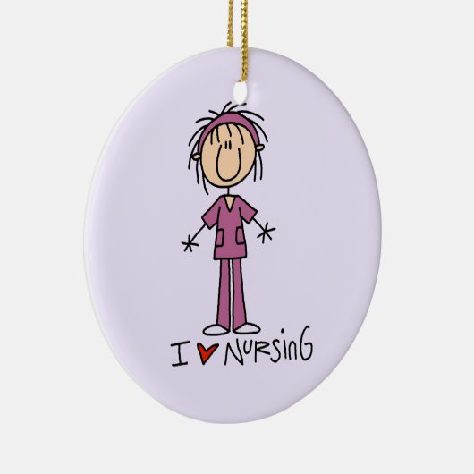 I Liebe Pflege von T - Shirt und Geschenken Keramikornament (Rechts)