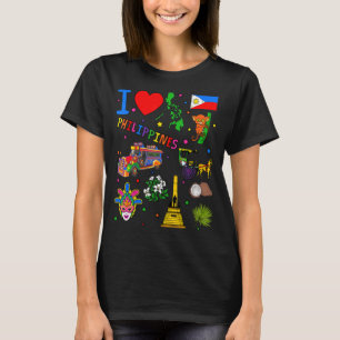 I Liebe Philippinen Handgezeichnete Sehenswürdigke T-Shirt