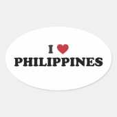 I Liebe Philippinen Ovaler Aufkleber (Vorderseite)
