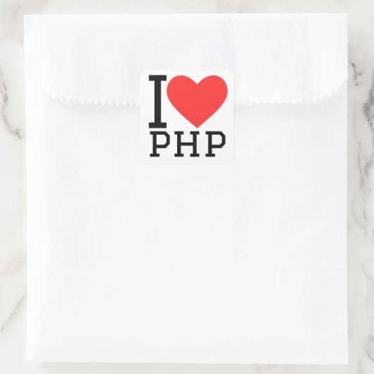 I LIEBE PHP QUADRATISCHER AUFKLEBER (Tasche)