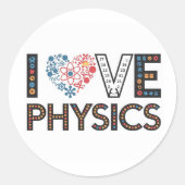 I LIEBE PHYSICS RUNDER AUFKLEBER (Vorderseite)