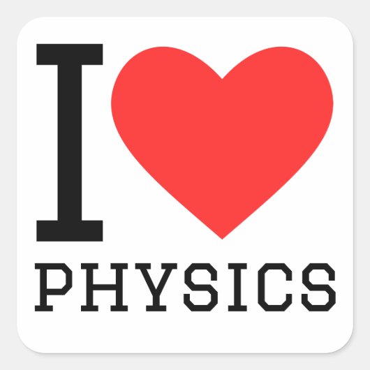 I Liebe Physik Quadratischer Aufkleber (Vorderseite)