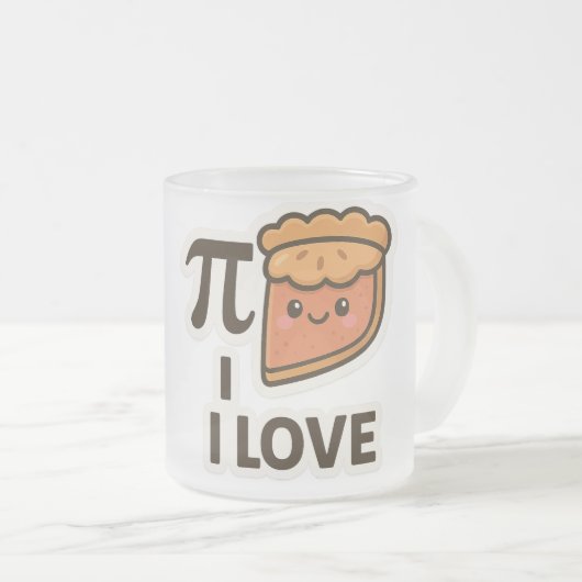 I Liebe Pi Sticker - Niedliche Mathematik & Pie Pu Mattglastasse (VorderseiteRechts)