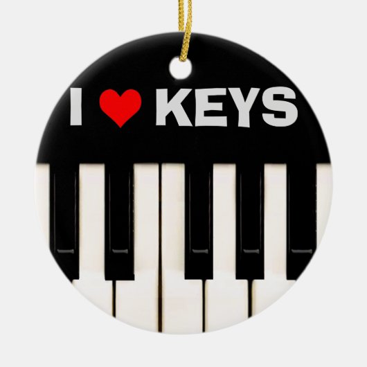 I Liebe Piano Keys Keramikornament (Vorne)