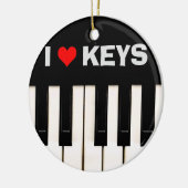 I Liebe Piano Keys Keramikornament (Links)