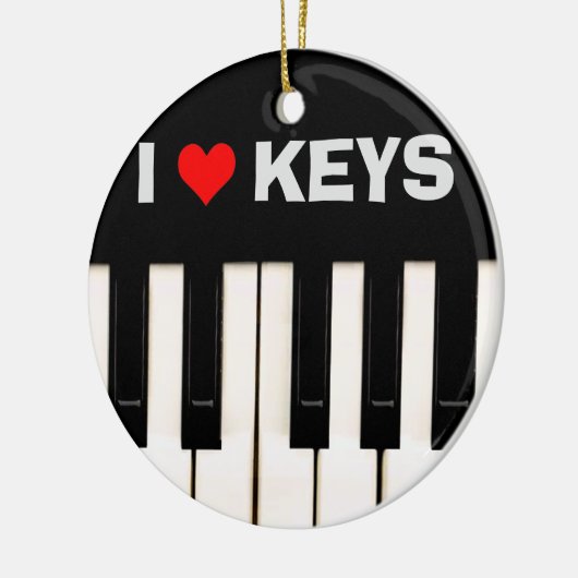 I Liebe Piano Keys Keramikornament (Links)