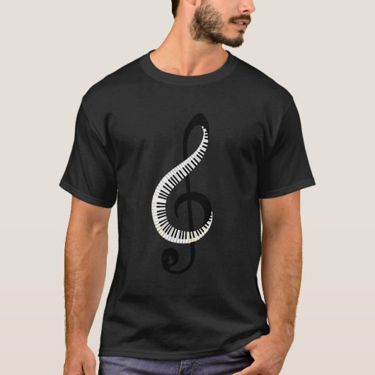 I Liebe Piano Musical Note T-Shirt (Vorderseite)