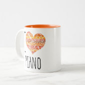 I Liebe Piano Orange Mandala Herz Zweifarbige Tasse (Vorderseite Links)