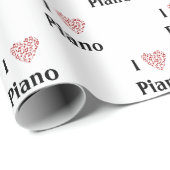 I Liebe Piano Rotes Herz der Musiknoten Geschenkpapier (Rolleneckpunkt)