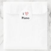 I Liebe Piano Rotes Herz der Musiknoten Runder Aufkleber (Tasche)