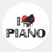 I Liebe Piano Runder Aufkleber (Vorderseite)