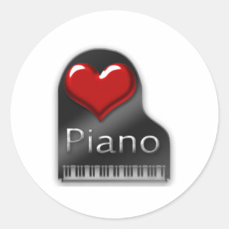 I Liebe Piano Runder Aufkleber