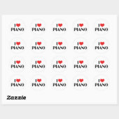 I Liebe Piano Runder Aufkleber (Blatt)