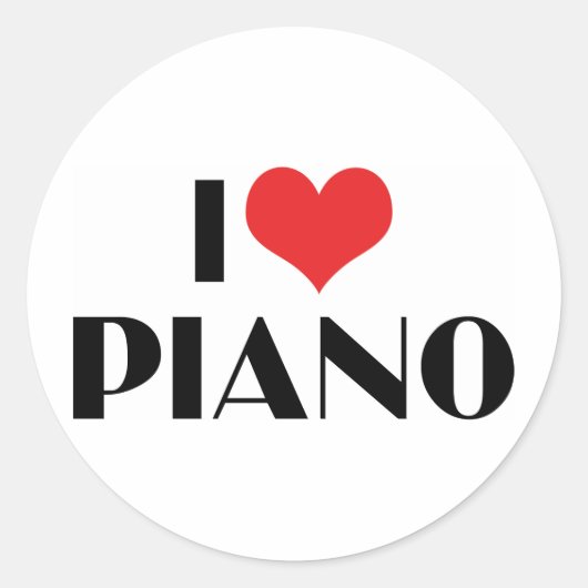 I Liebe Piano Runder Aufkleber (Vorderseite)