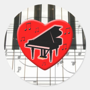 I Liebe Piano Runder Aufkleber