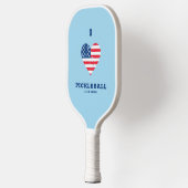 I Liebe Pickleball American Flag Heart | Name Schläger (Links)