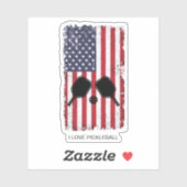 I Liebe Pickleball Amerikanische Flagge Personalis Aufkleber (Blatt)