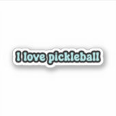 I Liebe Pickleball Blue Retro Text Aufkleber (Vorderseite)