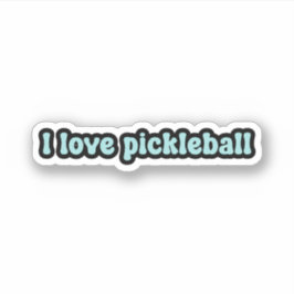 I Liebe Pickleball Blue Retro Text Aufkleber