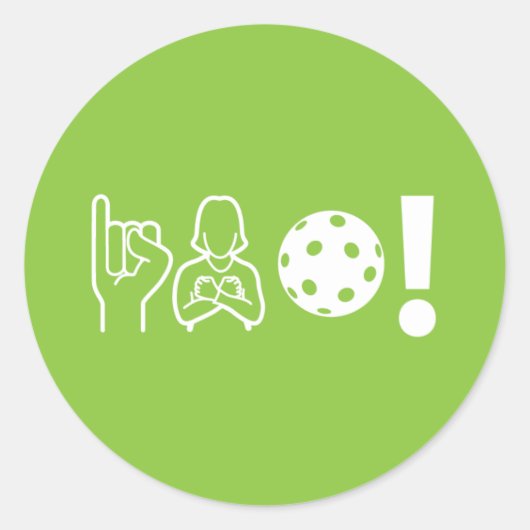 I Liebe Pickleball (Deaf) Runder Aufkleber (Vorderseite)